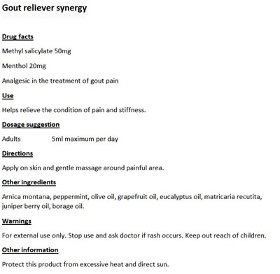 Gout Reliever Synergy (70470 1113 Gout Reliever)